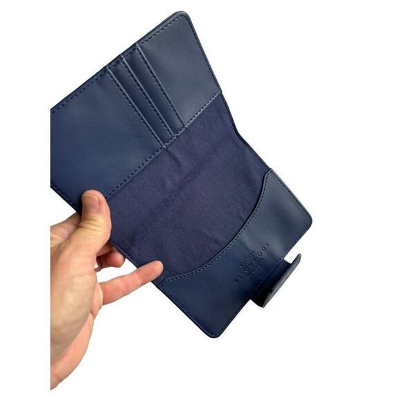 Flight 001 Blue Leather Travel passport Wallet With Snap Closure & Card Slots - Picture 3 of 6